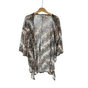 Willow & Root Snake Print Sheer Kimono Layering Piece‎ Bell Sleeve Womens Large